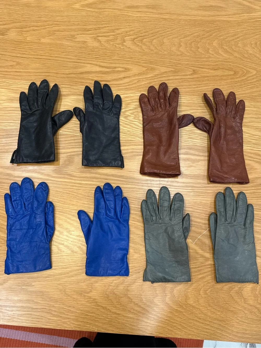 Women's Leather Gloves Set in Black, Brown, Blue, and Gray